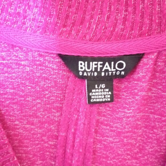 Buffalo David Bitton Womens L V-Neck Knit Sweater Fuchsia Poly/Viscose Blend - Picture 4 of 6
